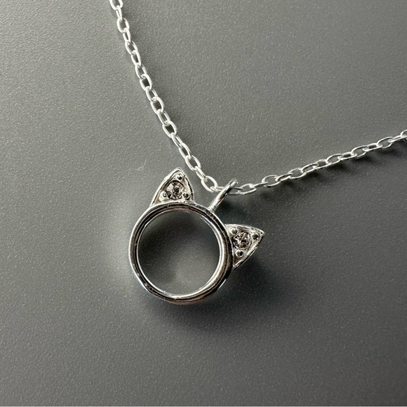 Sterling Silver Cat Ears Pendant Necklace – Cute & Minimalist Jewelry - Picture 8 of 9